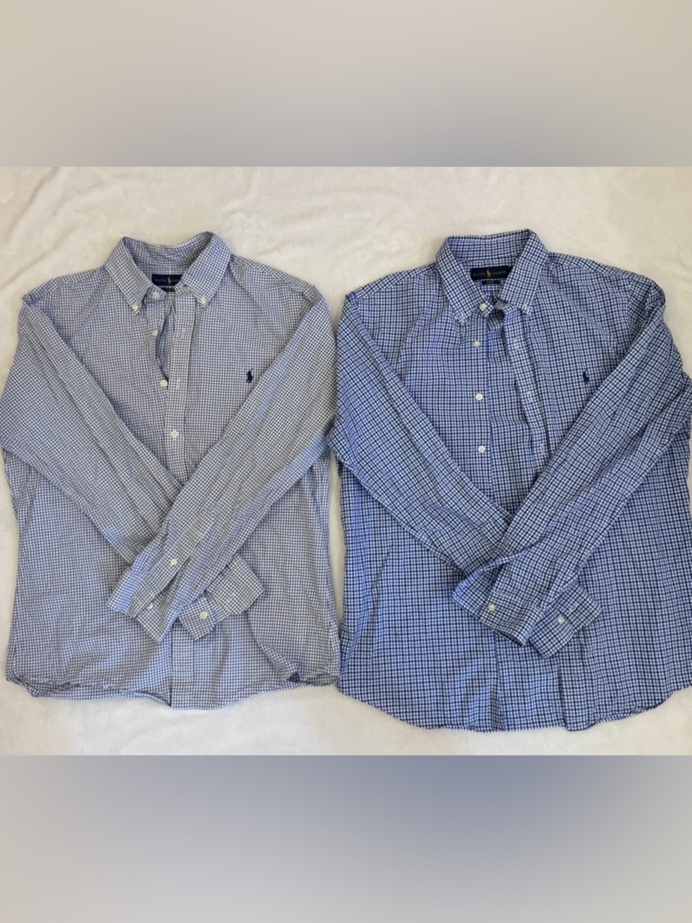 Ralph Lauren Blue Gingham Button-Down Shirt (Pair)